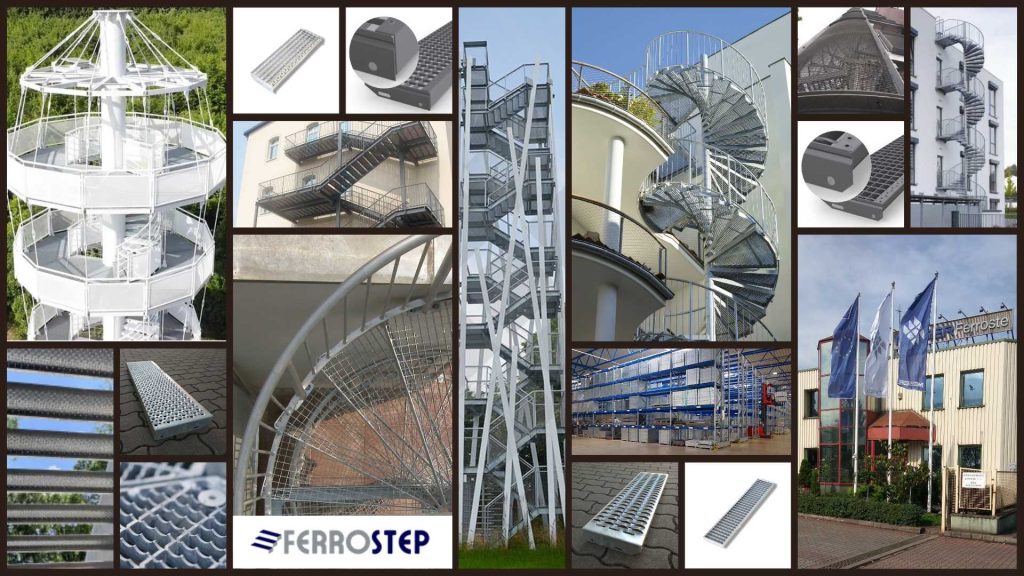 Geradläufige Treppe mit zwei Stützen im Treppenauge bei Ferrostep erhältlich